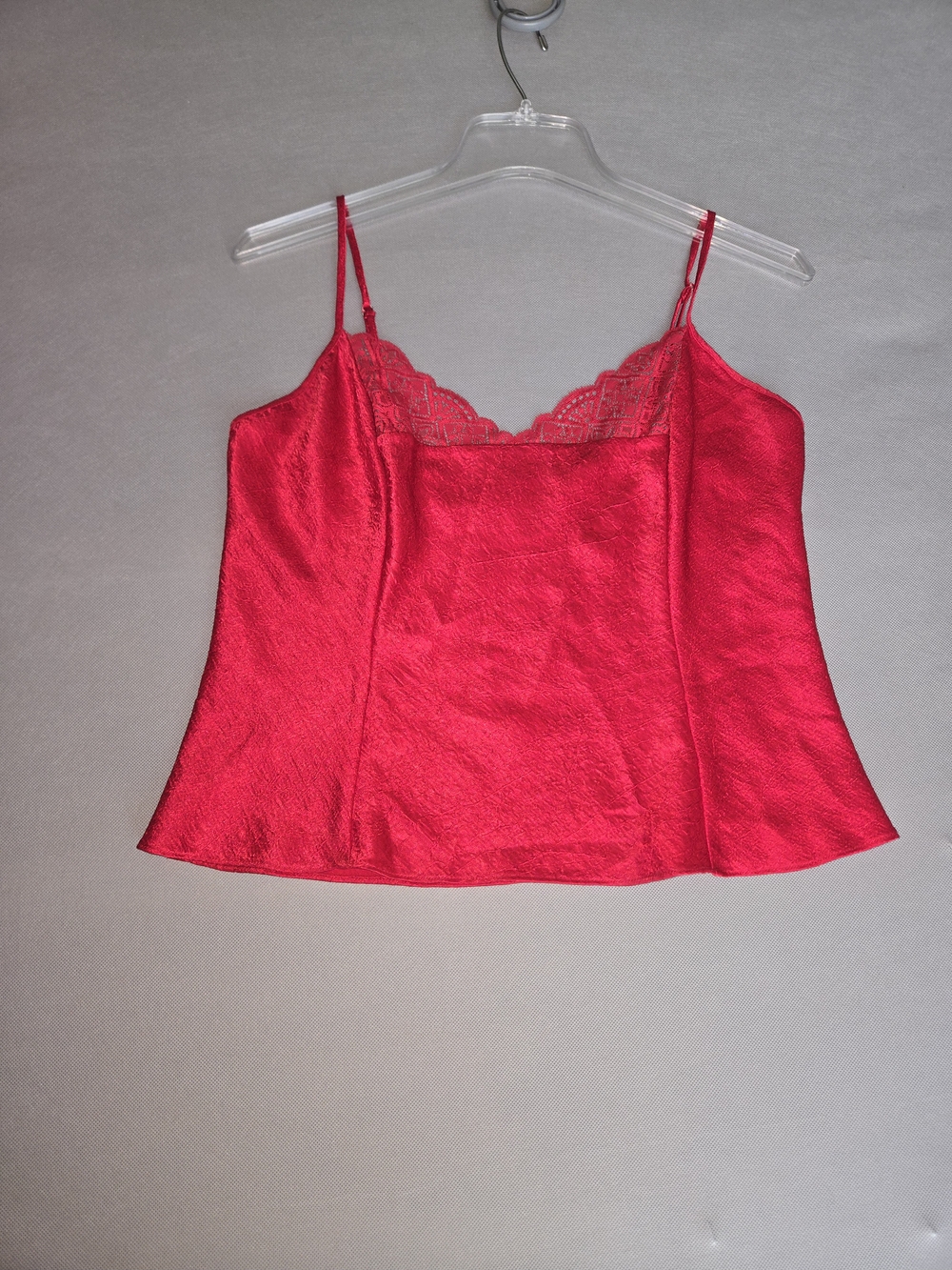 Vintage Victoria's Secret Red Silk Satin Lace Trim Cami Top - Medium - Y2K Coque